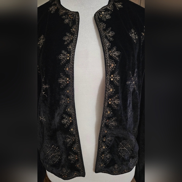 CHRISTIAN SIRIANO NY Black velvet Metallic embroidered details. Size Small NWT - Picture 7 of 16
